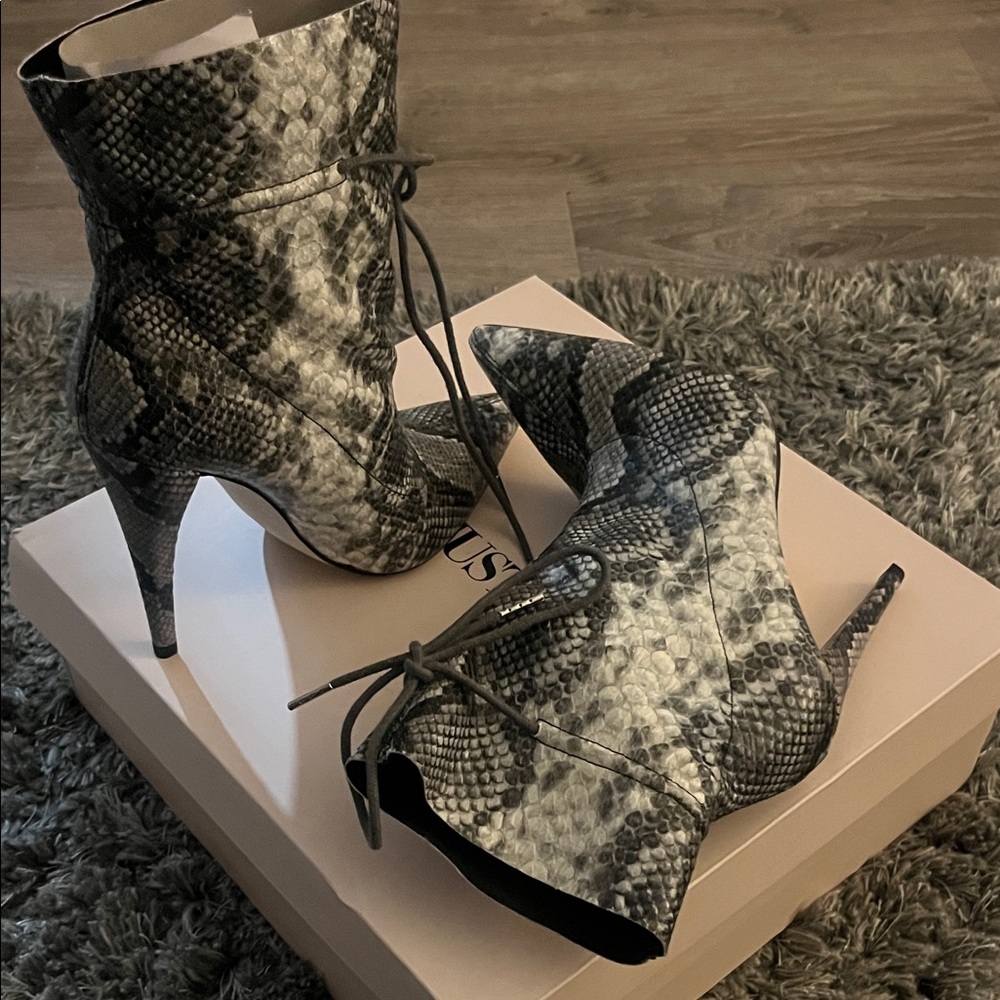 JustFab Snake Print Ankle Boots - Picture 5 of 6